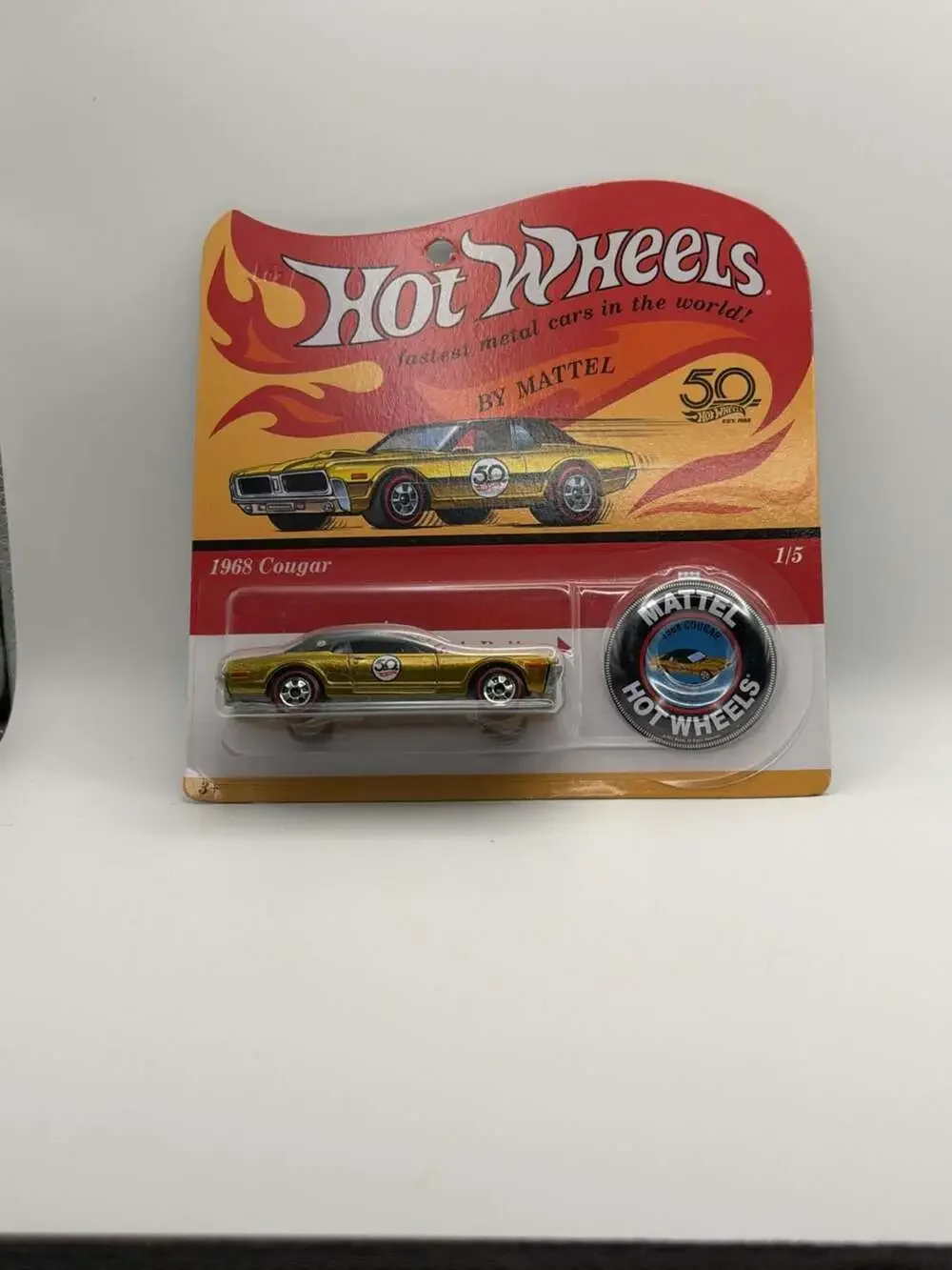 Hot Wheels 50th Anniversary Originals Collection 1968 Cougar 1/5 Diecast with Co